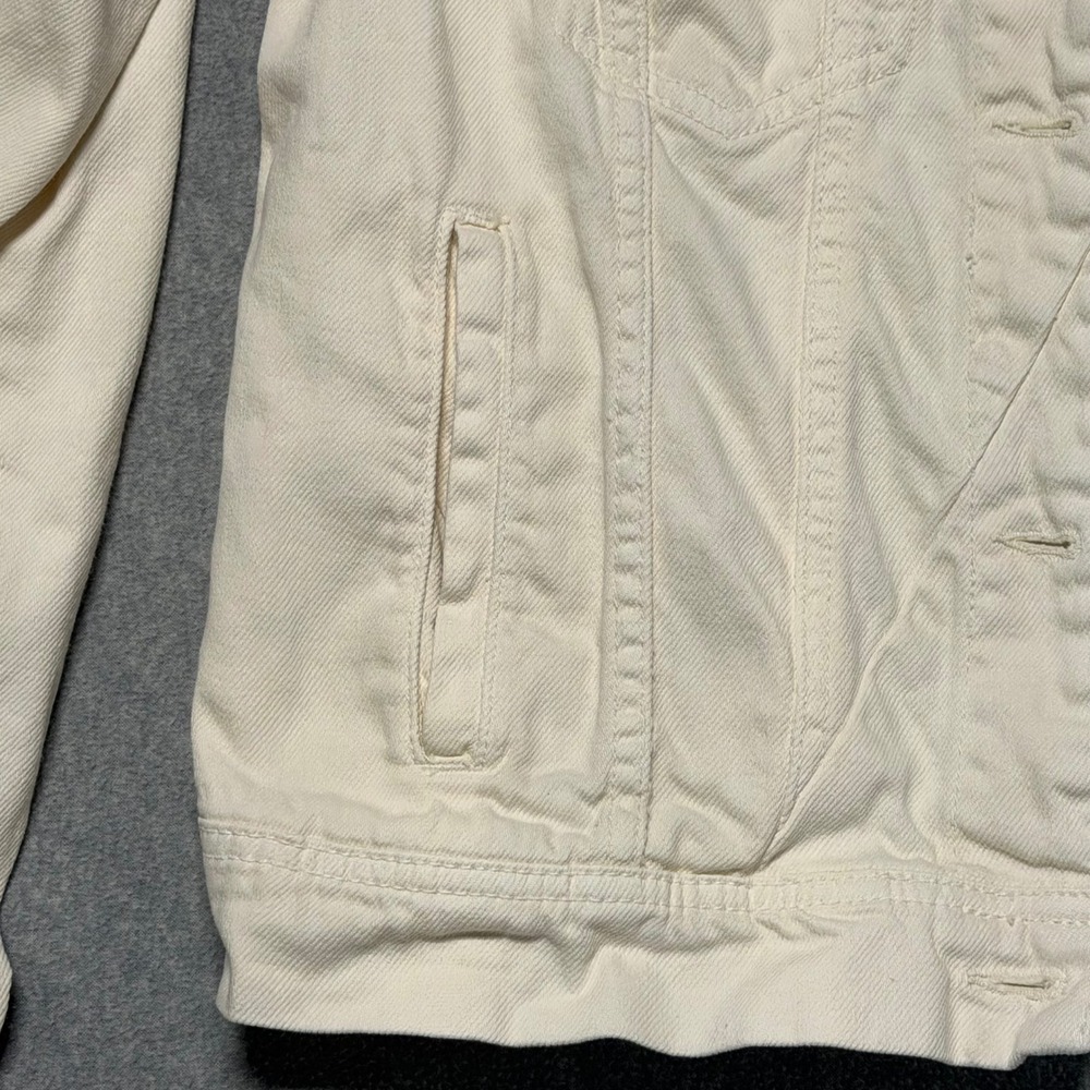Free People Womens Cream Denim Trucker Jacket Off White Cotton Size Small - Picture 11 of 15